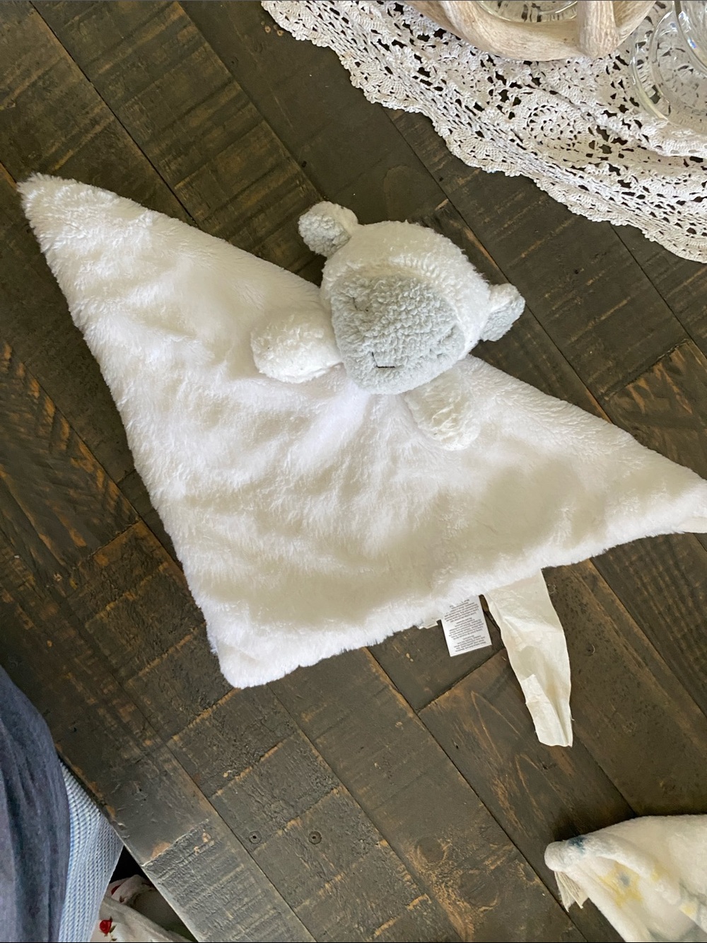 Just Born Plush Lamb Lovey Security Blanket in White and Light Gray JB1848611N